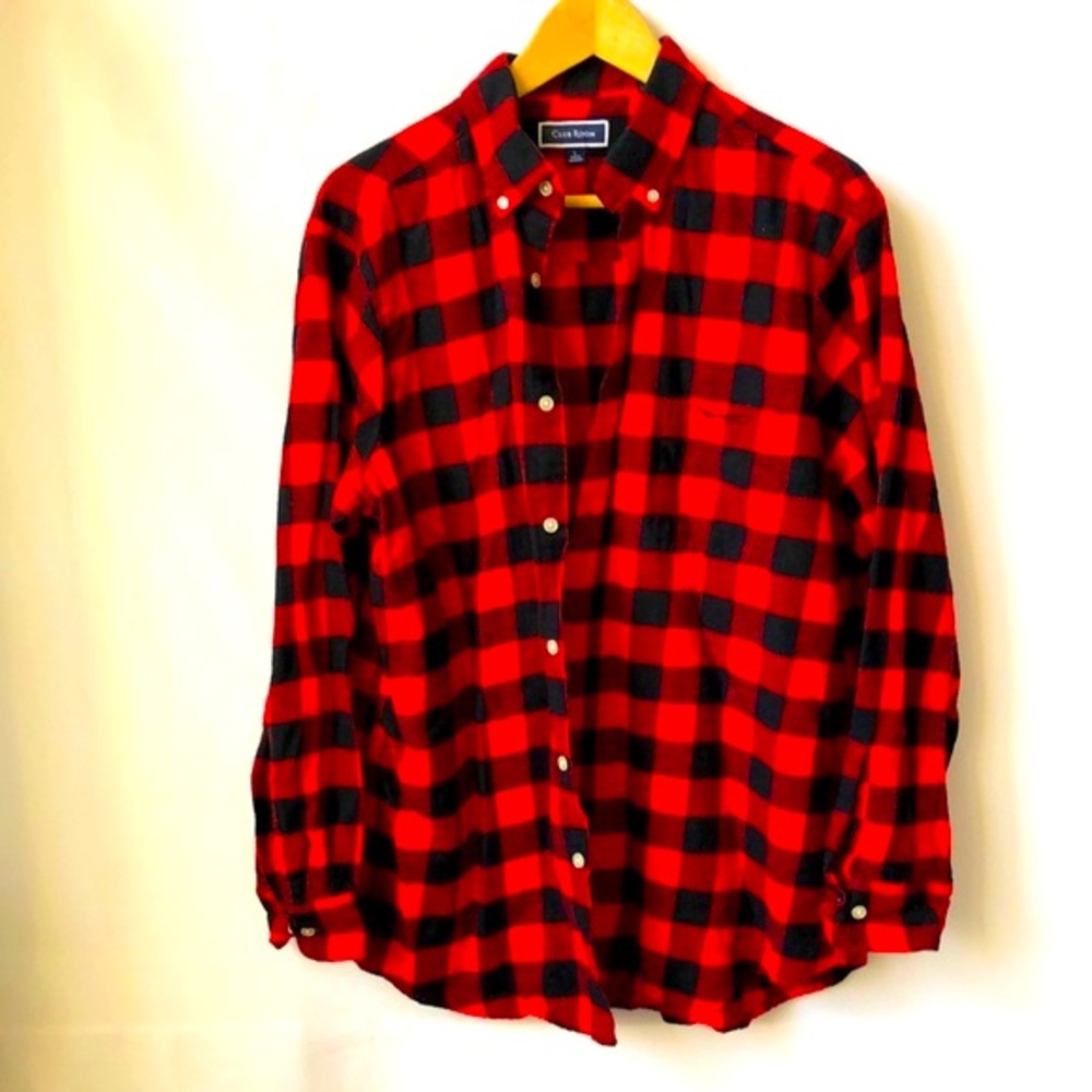 Red and Black Checkered‎ Long Sleeve Button Shirt Size L